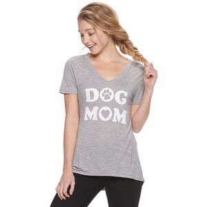 Modern Lux T-Shirt Dog Mom Deep V Neck Short Sleeve Junior Size XL New OOS